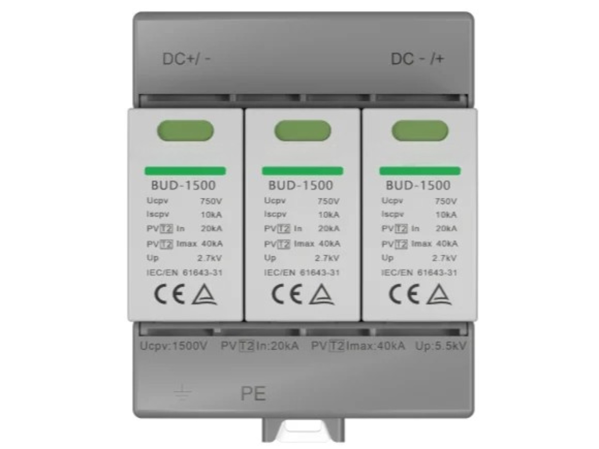 1500V DC Type 2 PV Surge Beskyttelsesanordning | IEC/EN 61643-31: 2018
